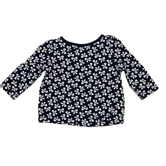 Baby Gap Black and White Bow Print Ruffle Front Shirt - Picture 3 of 3